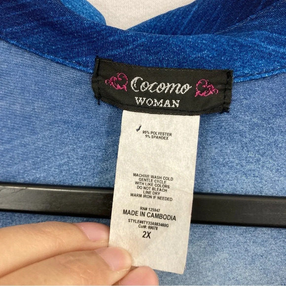 Cocomo Navy Soft Stretch V Neck Sleeveless Collar Belted Casual Dress size 2X - Picture 2 of 9